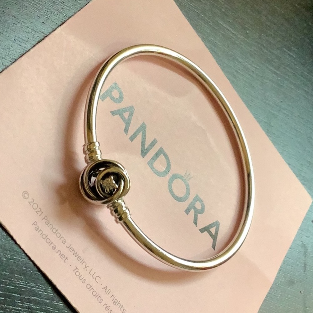 Pandora Silver Twist Knot Bangle Bracelet - Picture 8 of 9